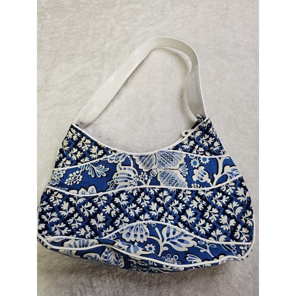 Vera Bradley Blue Lagoon Hobo Shoulder Bag Leather Trim Retired Pattern - Picture 2 of 8
